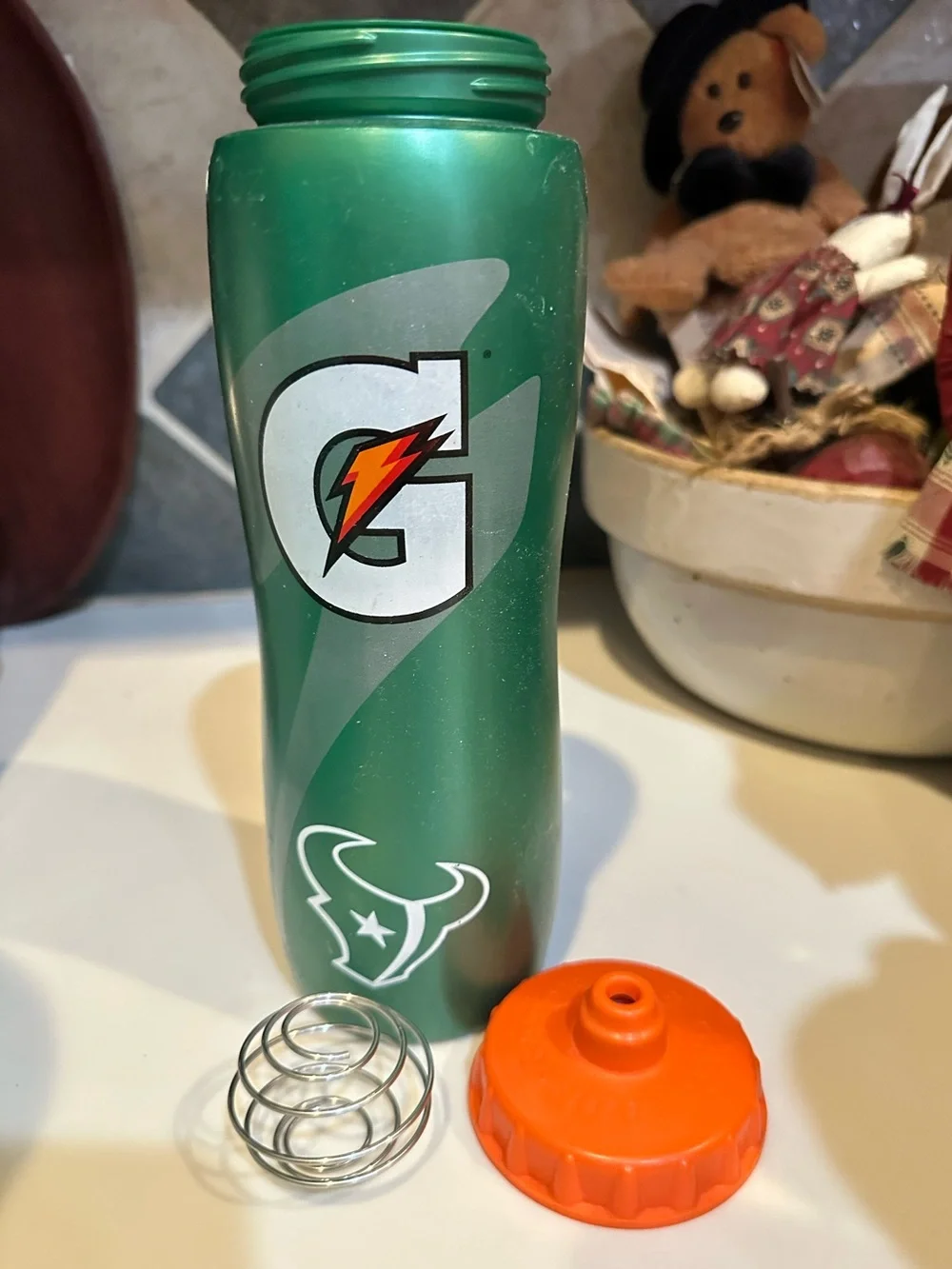 GATORADE HOUSTON TEXANS LOGO SQUEEZE SPORTS WATER BOTTLE BLENDER BALL RECOVERY